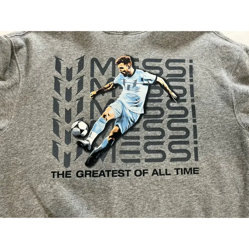 Messi Collection Unisex Kids Gray Pullover Hoodie, Graphic Messi, Size L